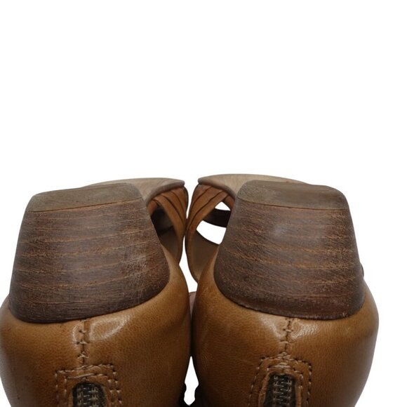 Miz Mooz Cassie Brown Leather Open Toe Strappy Heeled Sandals Womens 37 US 7 - Picture 14 of 14